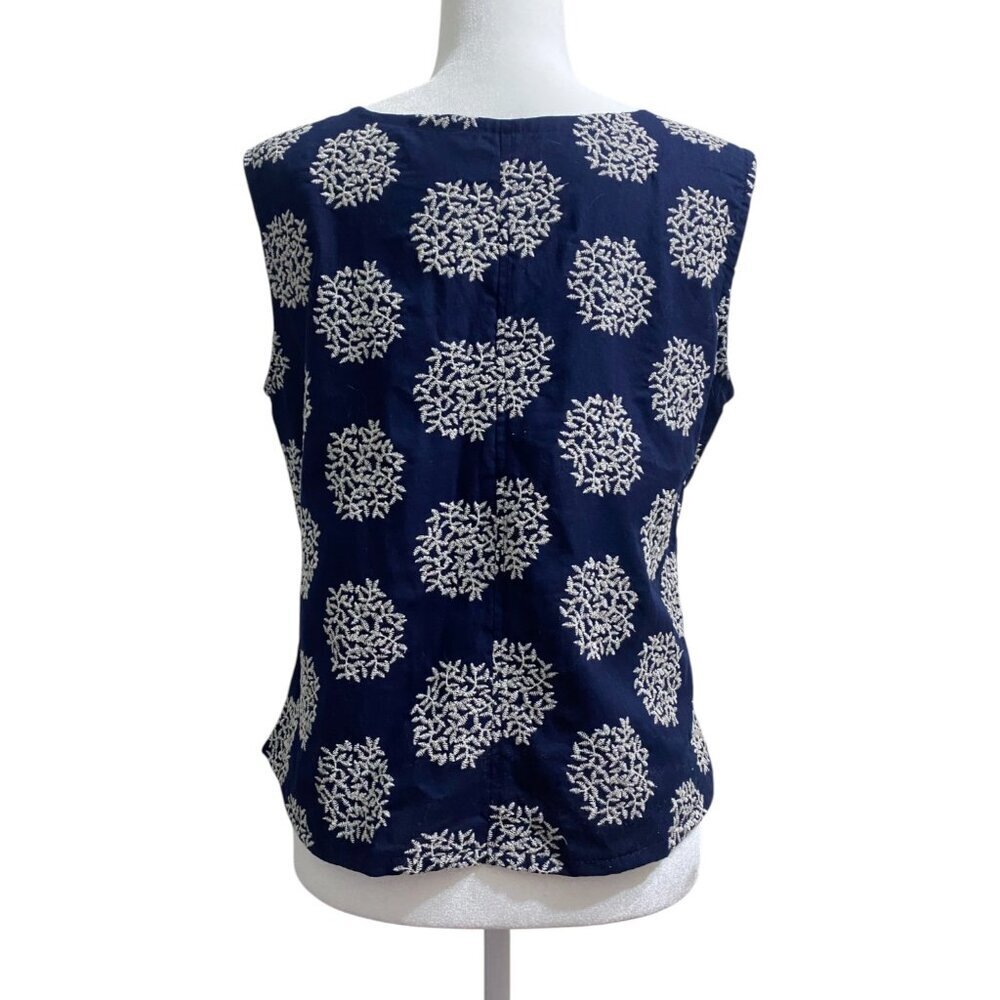 Handmade Artisanal Cotton Sleeveless Top V-Neck Cottagecore Floral Embroidered - Picture 3 of 4